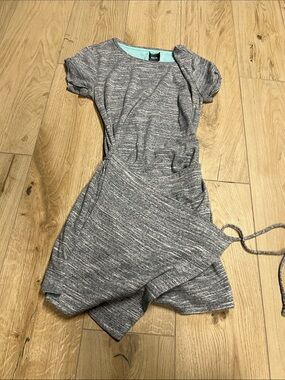 Anthropologie Maeve Riley Heather Gray Wrap-Style Midi Dress